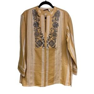 Tory Burch Sequin Embellished‎ Tunic Orange/Ivory Women’s Size 10